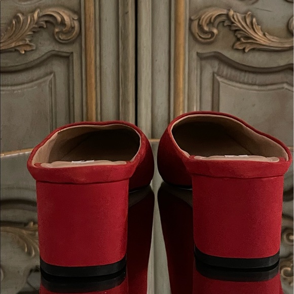 Saks Fifth Avenue Red Suede Mules - Picture 3 of 8